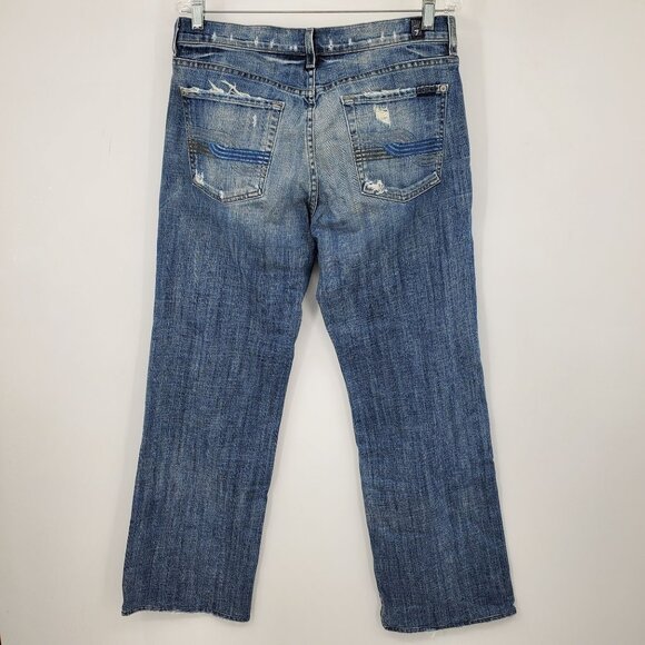 Seven For All Mankind Relaxed Button Fly Light Wash Jeans Size 33 - Picture 2 of 11